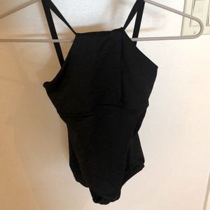 Motionwear girls black front twist leotard